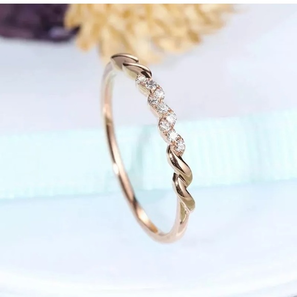 Elegant 925 Silver,rose Gold Rings White Sapphire - Picture 3 of 5